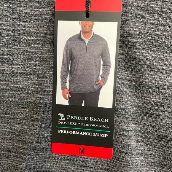 NEW Pebble Beach Men's M Performance Gray Quarter-Zip Pullover Sweatshirt - Picture 9 of 10